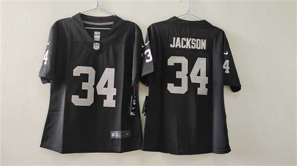 Women%27s Las Vegas Raiders #34 Bo Jackson Black Vapor Stitched Jersey->women nfl jersey->Women Jersey